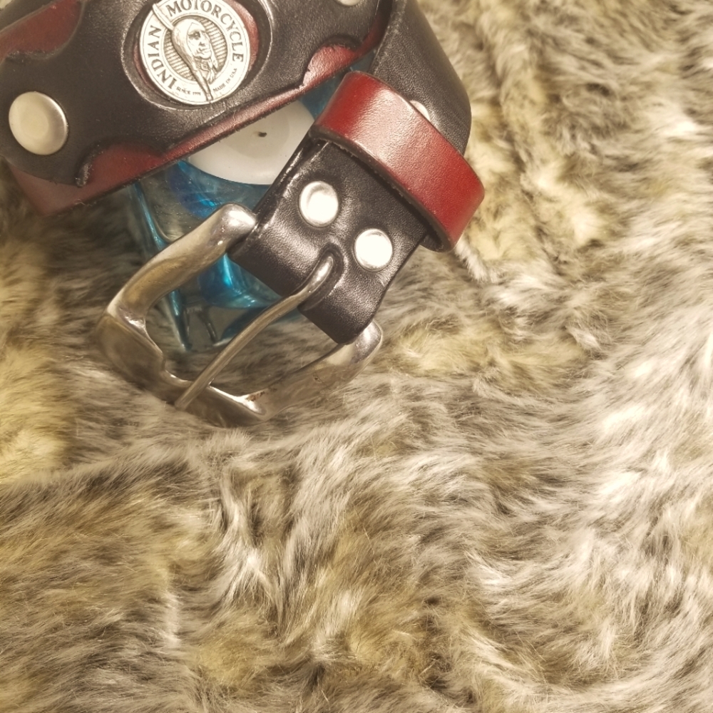 Indian Motorcycle Genuine Leather Belt Vintage 90s
